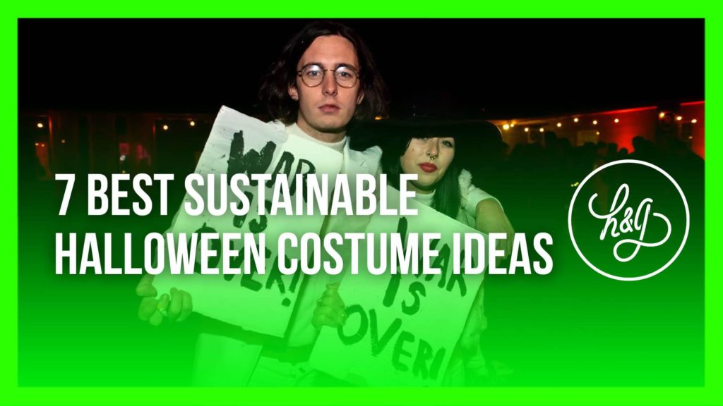 2 people in sustainable halloween costumes